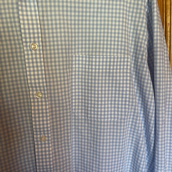 Stafford Easy Care Men’s Blue Gingham Button Down - size 18/36-37 - Picture 2 of 4